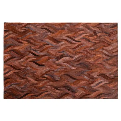 Pre-owned Art Hide Rust Red Wavy Customizable Cowhide Russet Onda Area Rug Small