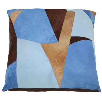 Pre-owned Art Hide Sasha Bikoff X  Blue Brown Fragments Modern Cowhide Rug
