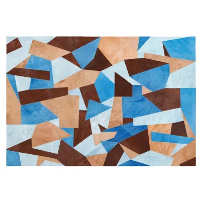 Pre-owned Art Hide Sasha Bikoff X  Customizable Cowhide Blue Fragments Area Rug