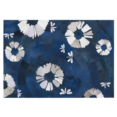 Pre-owned Art Hide Sasha Bikoff X  Customizable Cowhide Blue Shibori Area Rug Small