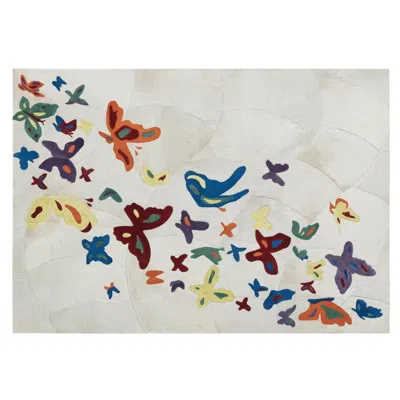 Pre-owned Art Hide Sasha Bikoff X  Customizable Cowhide Butterfly Mariposa Area Rug In Gray