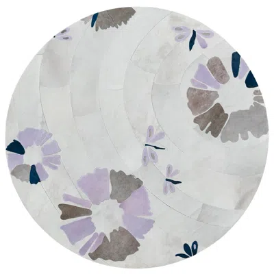 Pre-owned Art Hide Sasha Bikoff X  Customizable Cowhide Lavender Shibori Round Area Rug Xl In Purple