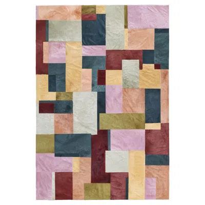 Pre-owned Art Hide Sasha Bikoff X  Customizable Cowhide Multicolor Pastiche Area Rug Small In Brown