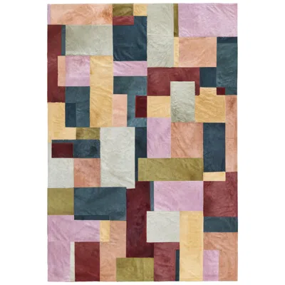 Pre-owned Art Hide Sasha Bikoff X  Customizable Cowhide Multicolor Pastiche Area Rug Xlarge In Brown