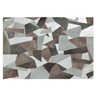 Pre-owned Art Hide Sasha Bikoff X  Customizable Cowhide Silver Fragments Area Rug