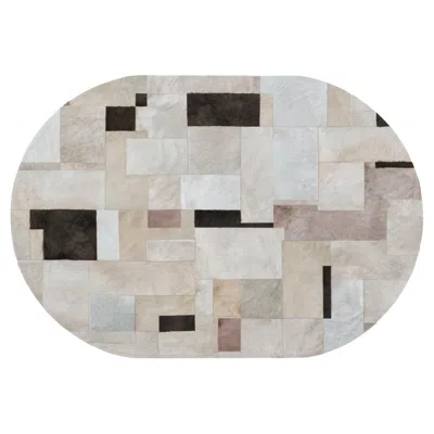 Pre-owned Art Hide Sasha Bikoff X  Customizable Cowhide Taupe Pastiche Area Rug In Brown