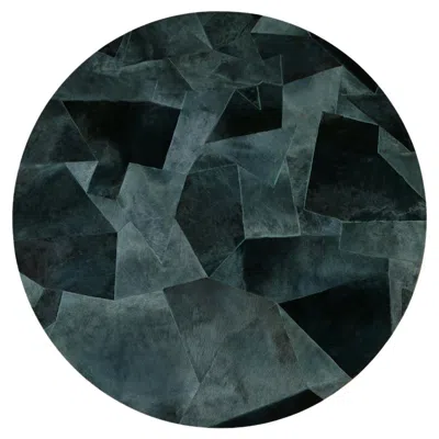 Pre-owned Art Hide Sasha Bikoff X  Customizable Petrol Fragments Round Rug Large In Black