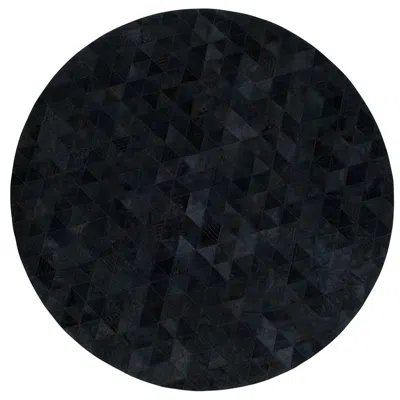 Pre-owned Art Hide Small Round Charcoal Customizable Round Trilogia Cowhide Area Rug Small In Black