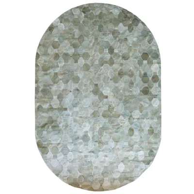 Pre-owned Art Hide Soft And Elegance Customizable Oleada Moss Cowhide Area Floor Rug X-large In Green
