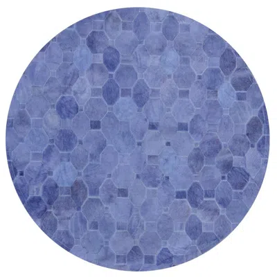 Pre-owned Art Hide Soft And Elegance Customizable Oleada Periwinkle Cowhide Area Floor Rug Medium In Blue