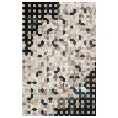 Pre-owned Art Hide Sophisticated, Classic Trellis Black Cowhide Area Floor Rug Small