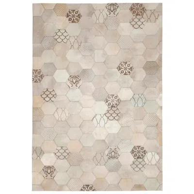 Pre-owned Art Hide Statement Beautiful Laser Burn Atomo Grey Mix Cowhide Area Floor Rug Small In Gray