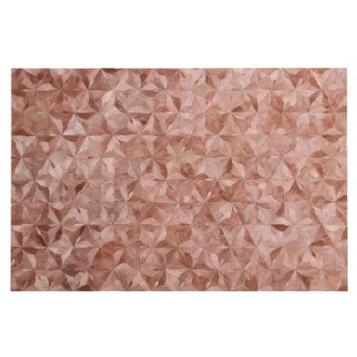 Pre-owned Art Hide Stitch Less Customizable Cowhide Pink Clay Flores Area Rug Xlarge