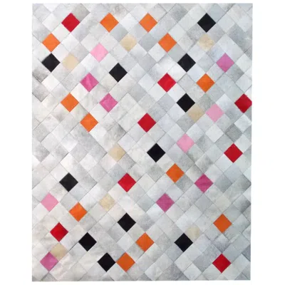 Pre-owned Art Hide Striking And Unique Falling Squares Pink Cowhide Area Floor Rug Small