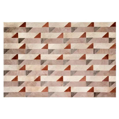 Pre-owned Art Hide Stripes, Lines And Triangles Cream, Gray And Rost Cocorico Rug Large