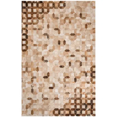 Pre-owned Art Hide Tan, Caramel Tessellation Trellis Cowhide Area Floor Rug Xx-large In Brown