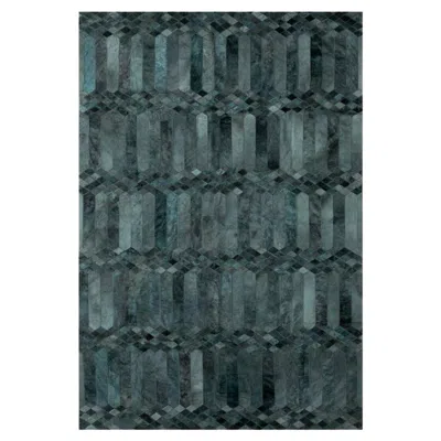 Pre-owned Art Hide Teal, Art Deco Inspired Customizable Largo Teal Cowhide Area Floor Rug Large In Green