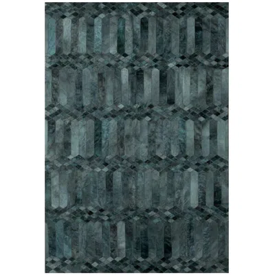 Pre-owned Art Hide Teal, Art Deco Inspired Customizable Largo Teal Cowhide Area Floor Rug Small In Green