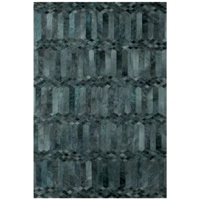 Pre-owned Art Hide Teal, Art Deco Inspired Customizable Largo Teal Cowhide Area Floor Rug X-large In Green