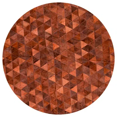 Pre-owned Art Hide Terracotta Round Trilogia Customizable Cowhide Rug X-large In Brown