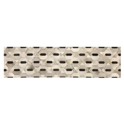 Pre-owned Art Hide Tribal Inspired Customizable Linaje Gray, Black And Gold Cowhide Runner Small