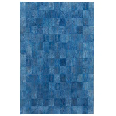 Pre-owned Art Hide Vintage Blue Customizable Las Palmas Denim Cowhide Area Floor Rug Large