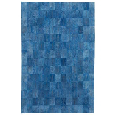 Pre-owned Art Hide Vintage Blue Customizable Las Palmas Denim Cowhide Area Floor Rug Xx Large