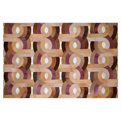 Pre-owned Art Hide Vivid Expression Of Psychedelic Paradiso Blush Customizable Rug In Small In Brown