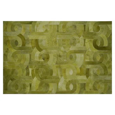Pre-owned Art Hide Vivid Expression Of Psychedelic Paradiso Chartuese Customizable Rug In Small In Brown