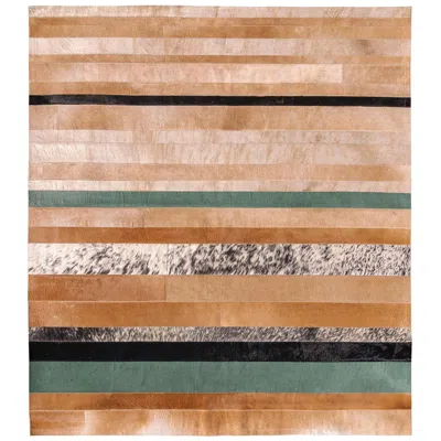 Pre-owned Art Hide Warm, Timeless And Sophisticated Division Cowhide Area Floor Rug Small In Sand
