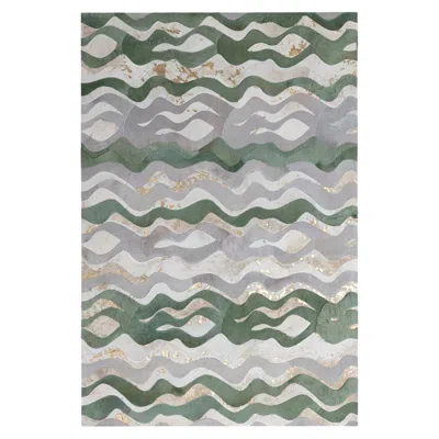 Pre-owned Art Hide Wavy Pattern Cream Customizable Cowhide Jade Susurro Large In White