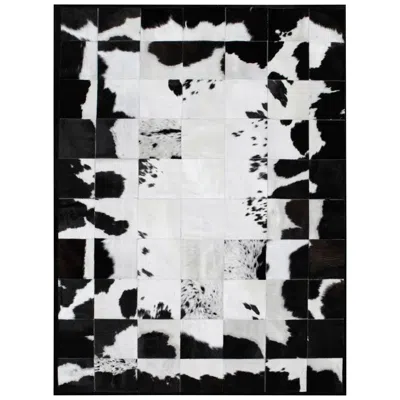 Pre-owned Art Hide White And Black High End Customizable Rompecabeza Cowhide Area Floor Rug Small