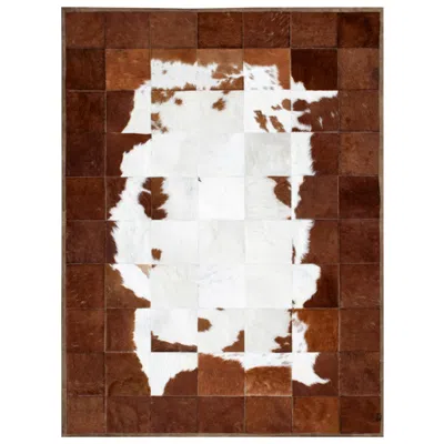 Pre-owned Art Hide White And Brown Classic Peaceful Customizable Tranquilo Cowhide Area Rug Large