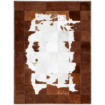 Pre-owned Art Hide White And Brown Classic Peaceful Customizable Tranquilo Cowhide Area Rug Xxlarge