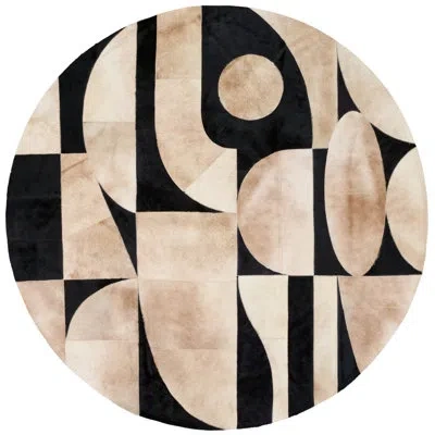Art Hide X Greg Natale Cowhide Block Print Area Rug In Black;cream