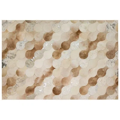 Art Hide X Greg Natale Cowhide Block Print Area Rug In Cream