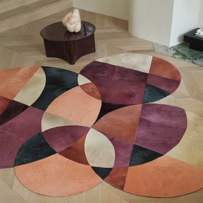 Art Hide X Greg Natale Cowhide Block Print Area Rug In Purple;orange