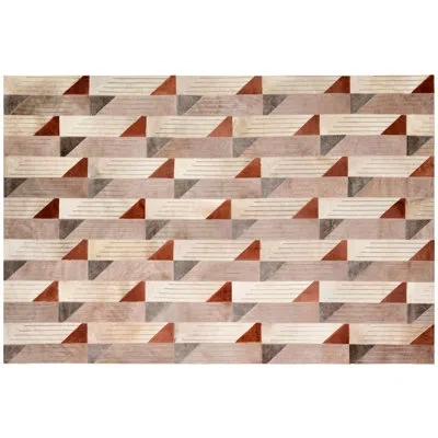 Art Hide X Greg Natale Cowhide Block Print Area Rug In Red;cream