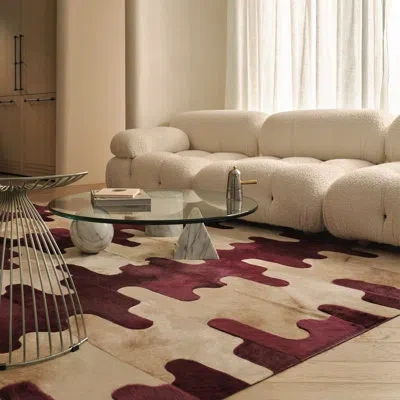 Art Hide X Greg Natale Cowhide Block Print Area Rug In Red;cream