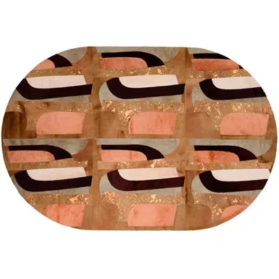 Art Hide X Greg Natale Cowhide Block Print Area Rug In Tan;orange