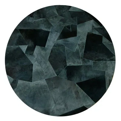 Art Hide X Sasha Biskoff Round Machine Woven Cowhide Area Rug In Blue