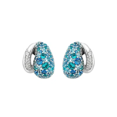 Artē Madrid Women's Blue Sierra Pavé Open Dome Hoop Earrings