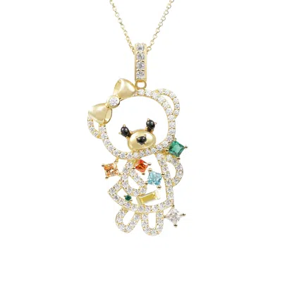 Artē Madrid Women's Circus Bear Hollow Pendant - Girly Bear In Multi