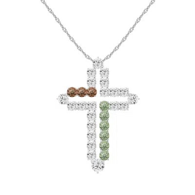 Artē Madrid Women's Cruz Deconstructed Cross Pendant Necklace In Brown/gray/green/white