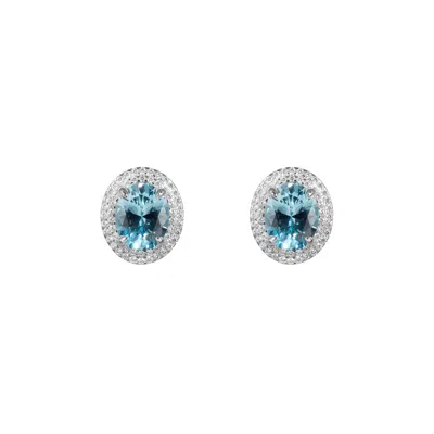 Artē Madrid Women's Gemma Oval Stud Earrings - London Blue