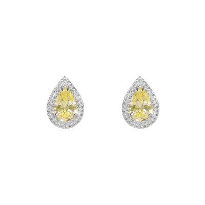 Artē Madrid Women's Gemma Pear-shaped Stud Earrings - Canary Yellow In White