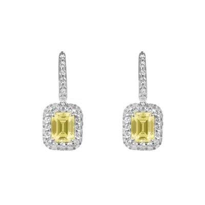 Artē Madrid Women's Gemma Rectangular Charm Hoop Earrings - Canary Yellow