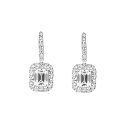 Artē Madrid Women's Gemma Rectangular Charm Hoop Earrings - White
