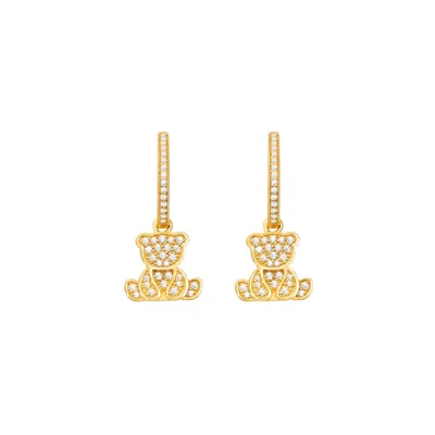 Artē Madrid Women's Gold Circus Bear Huggie Earrings