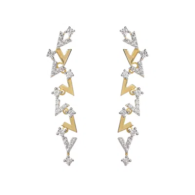 Artē Madrid Women's Gold Reversed A Collection Vivid V Series Drop Earrings
